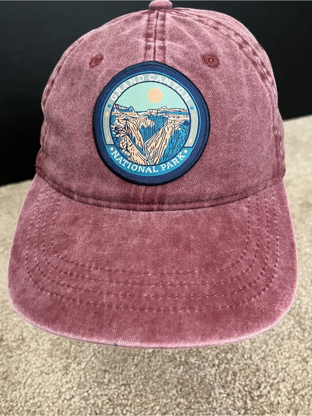 Grand Canyon National Park Circular Patch Dad Hat – Washed Plum/Burgundy